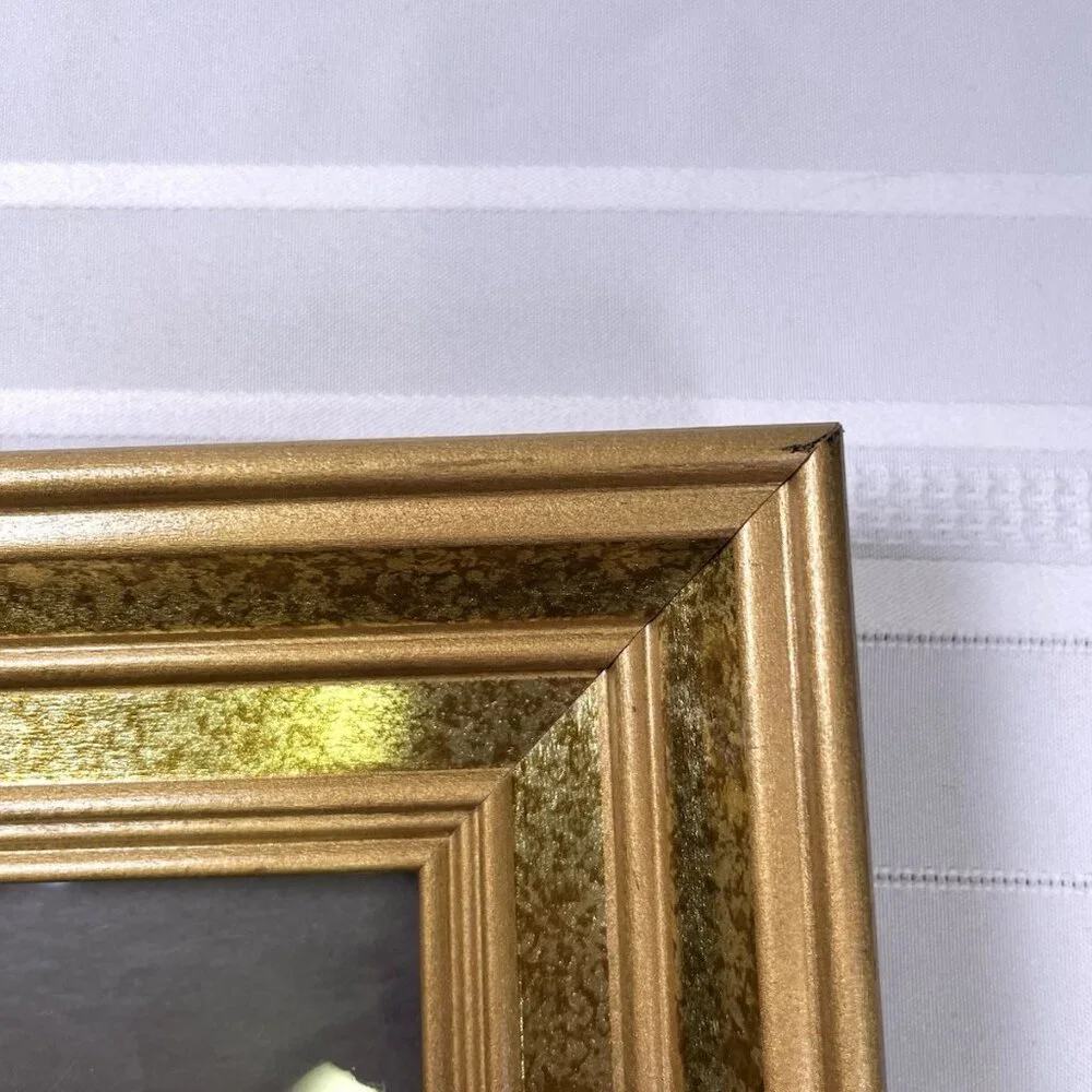Vintage 80s Gold Tone Ornate Picture Frame Textured Gilt Mid Century Retro